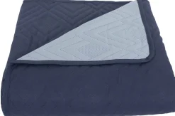 Sengetæppe - 260X240 cm - Vendbart Mørkeblå og lyseblå - Tæppe til dobbeltseng