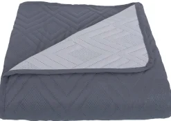 Sengetæppe - 260X240 cm - Vendbart Mørkegrå og lysegrå - Tæppe til dobbeltseng