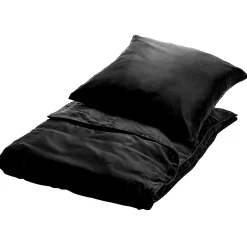 Silke sengetøj 200x200 cm - Ensfarvet sort sengetøj til dobbeltdyne - 100% Silke - Butterfly Silk