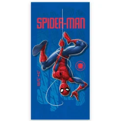 Spiderman håndklæde - 70x140 cm - 100% bomuld - Blåt, blødt badehåndklæde med Spiderman