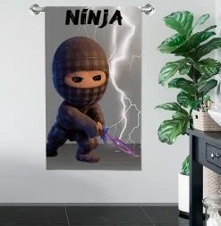 Ternet Ninja håndklæde - 100% bomuld - Badehåndklæde 70x140 cm