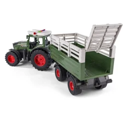 Traktor med anhænger, lys, lyd og friktion - 42 cm