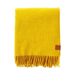 Uldplaid - 130x180 cm - Recycled uld/lammeuld - True Yellow Straw